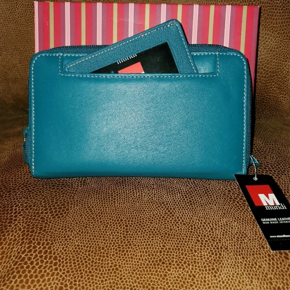 Mundi Blue Leather Wallet